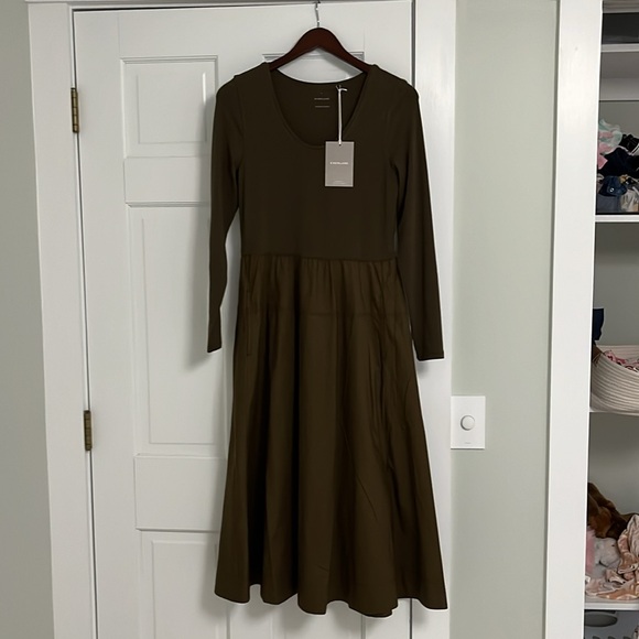 NWT Everlane The Long-Sleeve Riviera Dress Size Small - Beech - Picture 11 of 13
